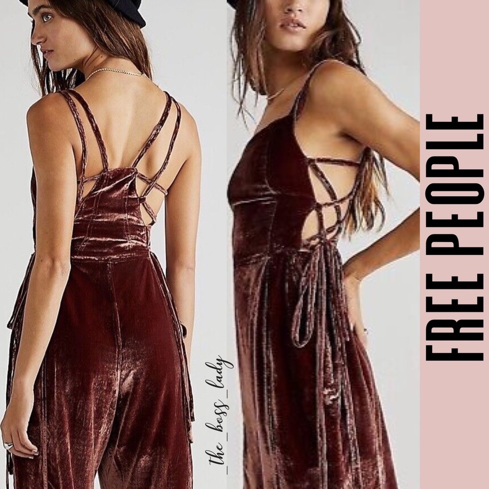 Free People velvet overalls jumpsuit